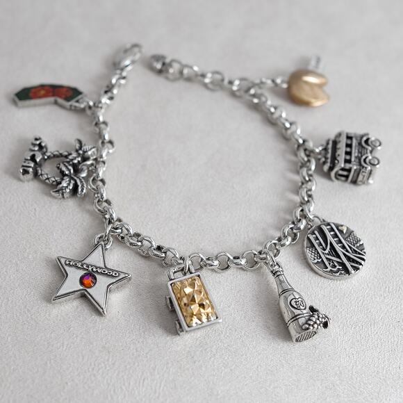 Brighton California State Charm Bracelet Silver Plated Retired Design 8" - Picture 1 of 8